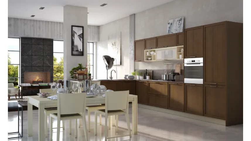 Cucina Moderna lineare in legno Melograno composizione 7 di Le Fablier