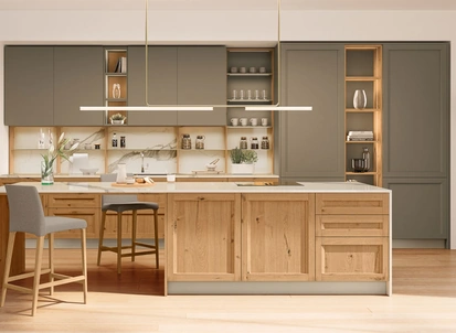 Cucina Moderna in rovere con penisola Milano 01 di Veneta Cucine