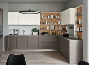 Cucina Moderna angolare Milano 05 in laccato Grigio e Bianco di Veneta Cucine