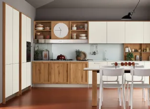 Cucina Moderna angolare Milano 04 in laccato Bianco e Rovere Nodoso di Veneta Cucine