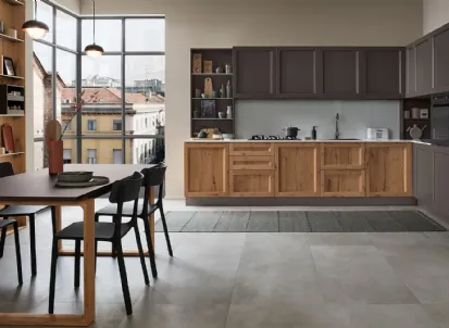 Cucina Moderna angolare Milano 03 in Rovere e laccato Grigio di Veneta Cucine