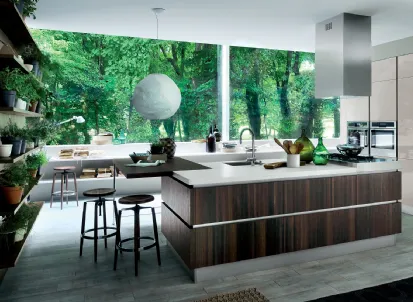 Cucina Moderna Oyster con isola in Rovere Botte di Veneta Cucine
