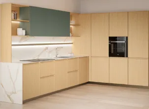 Cucina Moderna angolare Sakura 05 in Rovere Ikebana di Veneta Cucine