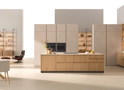 Cucina Moderna con isola Sakura 10 in Rovere Ikebana di Veneta Cucine