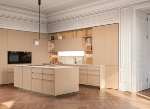 Cucina Moderna con isola Sakura 14 in Frassino laccato Nude di Veneta Cucine