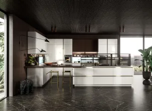 Cucina Moderna con penisola Link in laccato di Snaidero