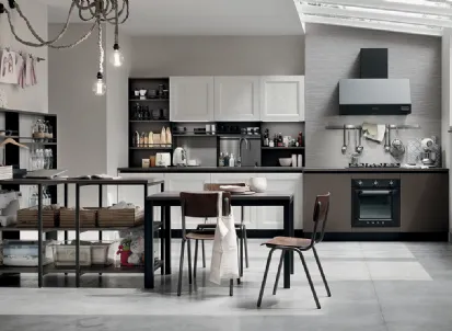 Cucina Moderna Start Time lineare finitura Antracite e Sequoia Bianco di Veneta Cucine
