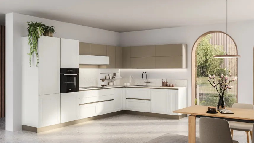Cucina Moderna Tablet 02 in laccato Sequoia Bianco e Caffè di Veneta Cucine