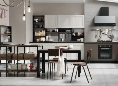 Cucina Moderna Tablet Go finitura Link Sequoia Bianco e Grigio di Veneta Cucine