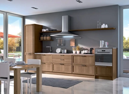 Cucina lineare su misura in legno Melograno composizione 06 di Le Fablier