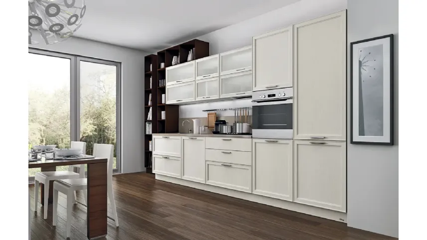 Cucina lineare su misura in legno laccato Bianco opaco Melograno Cucina composizione 01 di Le Fablier