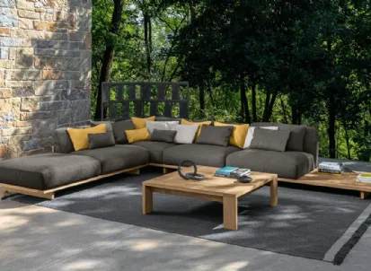 Divano angolare in tessuto con struttura in legno Argo Wood di Talenti