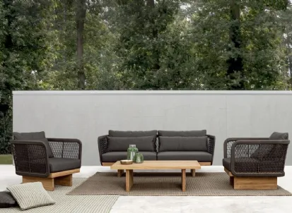 Divano da giardino con poltrone modello Xylia di Bizzotto