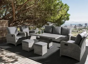 Tavolo da giardino Kent con base in fibra sintetica e top vetro ceramica di Bizzotto