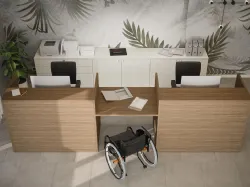 Bancone Reception con due postazioni 07C in melaminico Noce Naturale di Cinquanta3