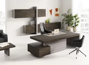 Scrivania direzionale Jera in Frassino Brown di Las Mobili