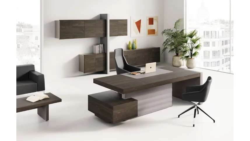 Scrivania direzionale Jera in Frassino Brown di Las Mobili