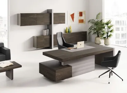 Scrivania direzionale Jera in Frassino Brown di Las Mobili