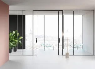 Pareti divisorie per Ufficio Mood MM in vetro con profili in alluminio di Las Mobili