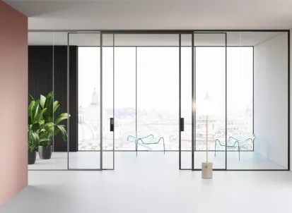 Pareti Divisorie per Ufficio Mood MM in vetro con profili in alluminio di Las Mobili