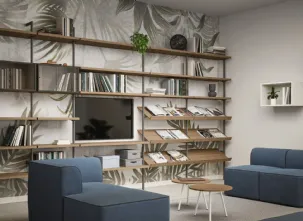 Mobile Ufficio Libreria componibile Sistema Uniko in melaminico Noce Naturale di Cinquanta3