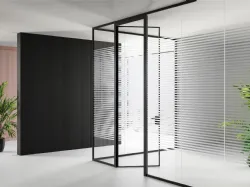 Pareti divisorie per ufficio Mood M1 in vetro con profili in alluminio di Las Mobili